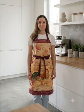 Kay Dee Designs Rooster Fruit Print Apron Vintage Tuscan Country Kitchen Pocket